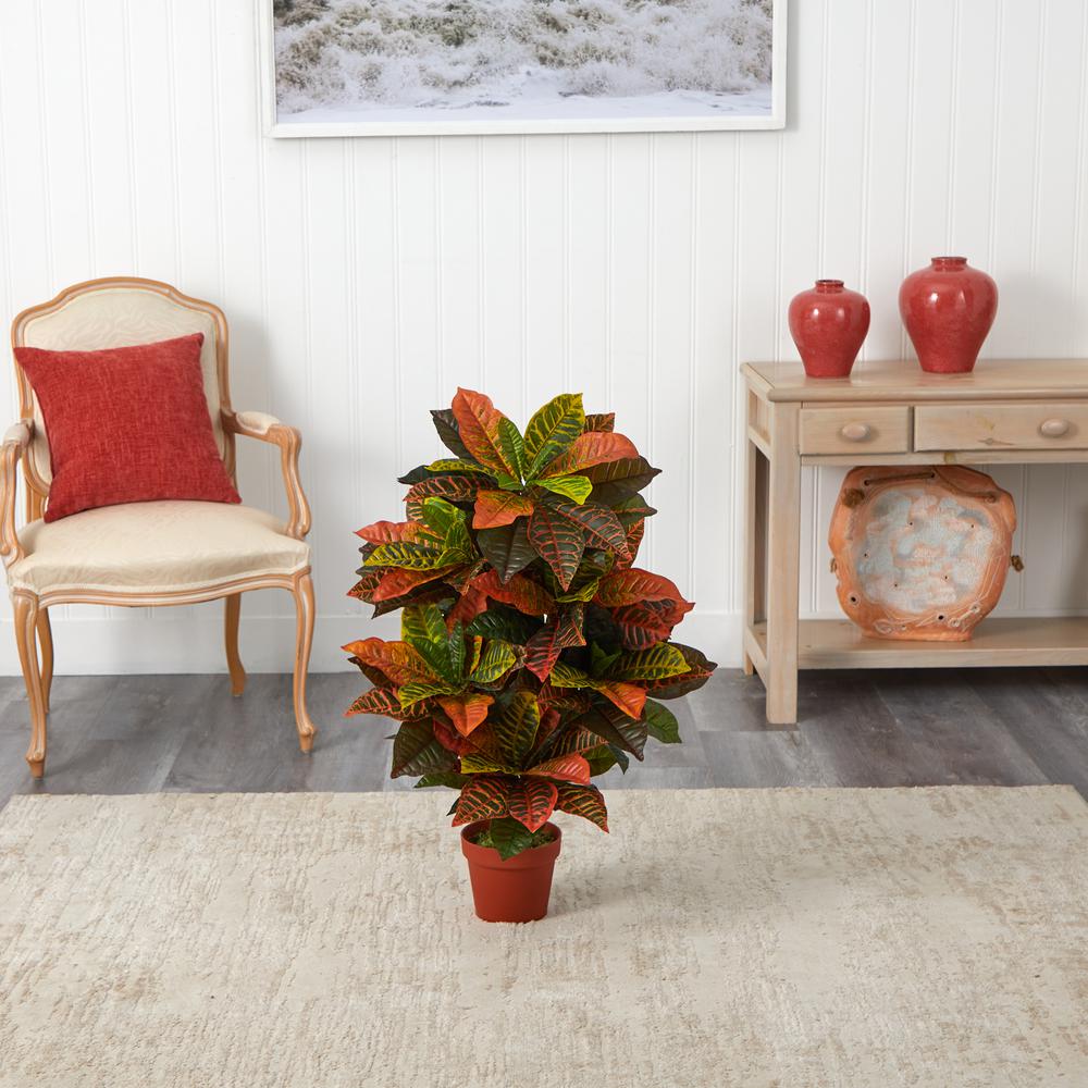 36in. Croton Artificial Plant (Real Touch). Picture 2