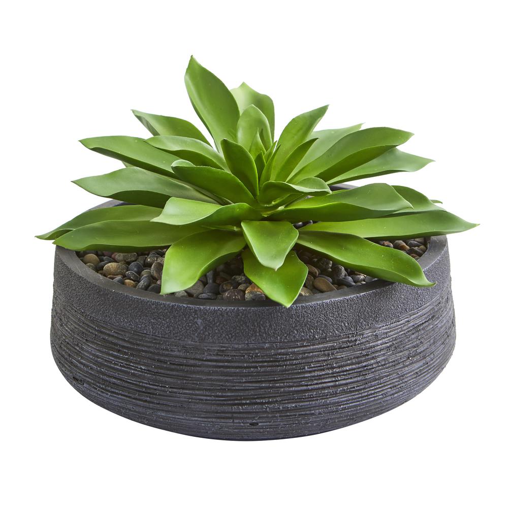 Large Succulent Artificial Plant in Decorative Bowl. Picture 1