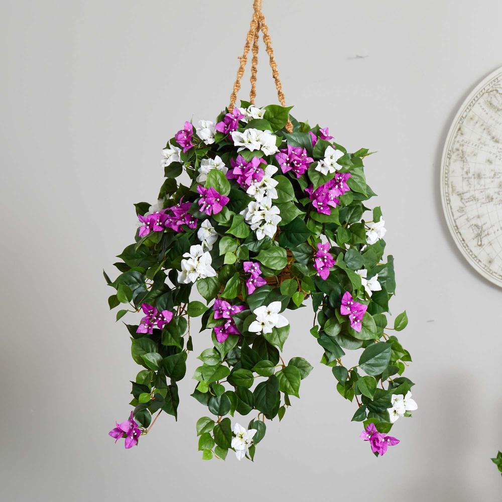 30in. Mixed Bougainvillea Artificial Plant Hanging Basket. Picture 4
