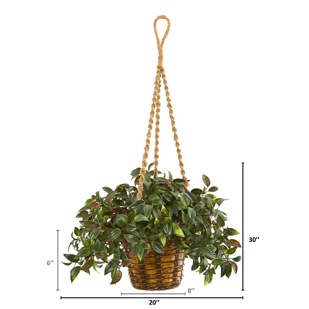 30in. Mini Melon Artificial Plant in Hanging Basket UV Resistant (Indoor/Outdoor). Picture 2