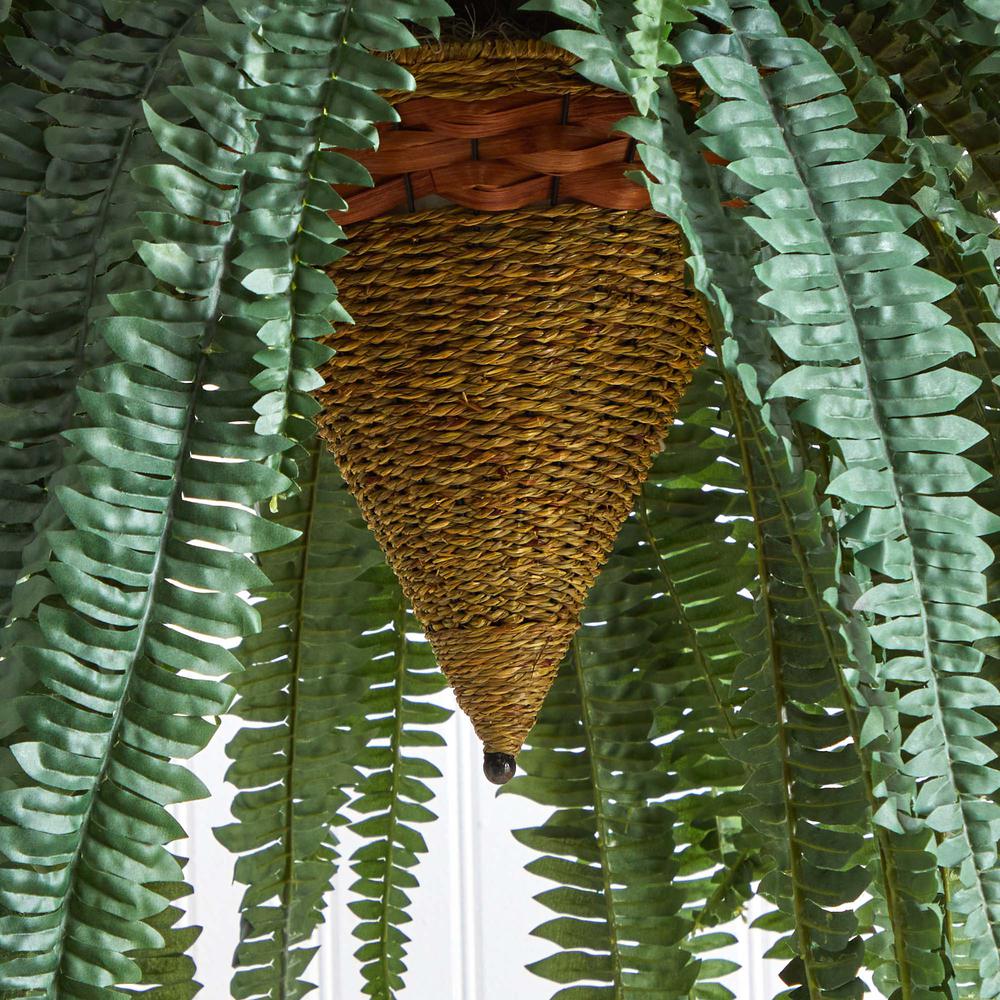 50in. Giant Boston Fern Artificial Plant in Hanging Cone. Picture 5