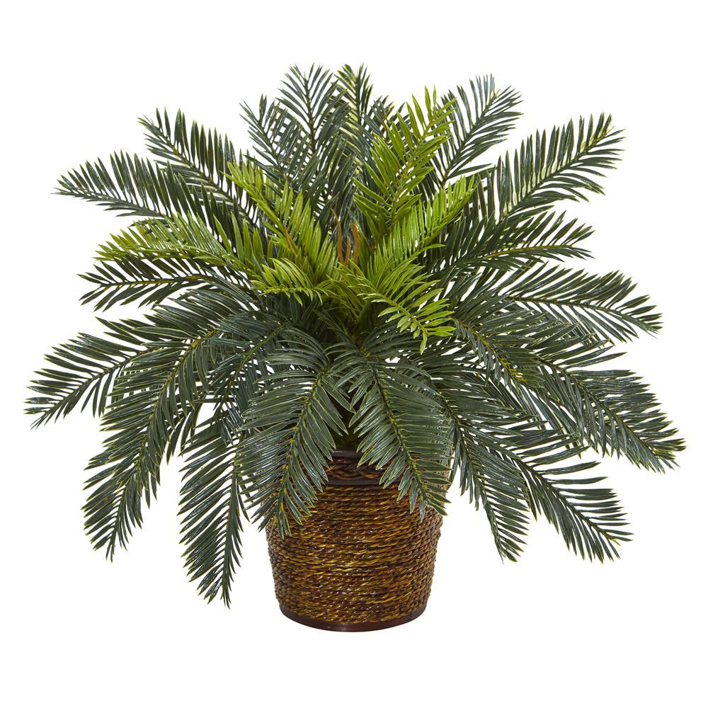 15in. Cycas Artificial Plant in Basket. Picture 1