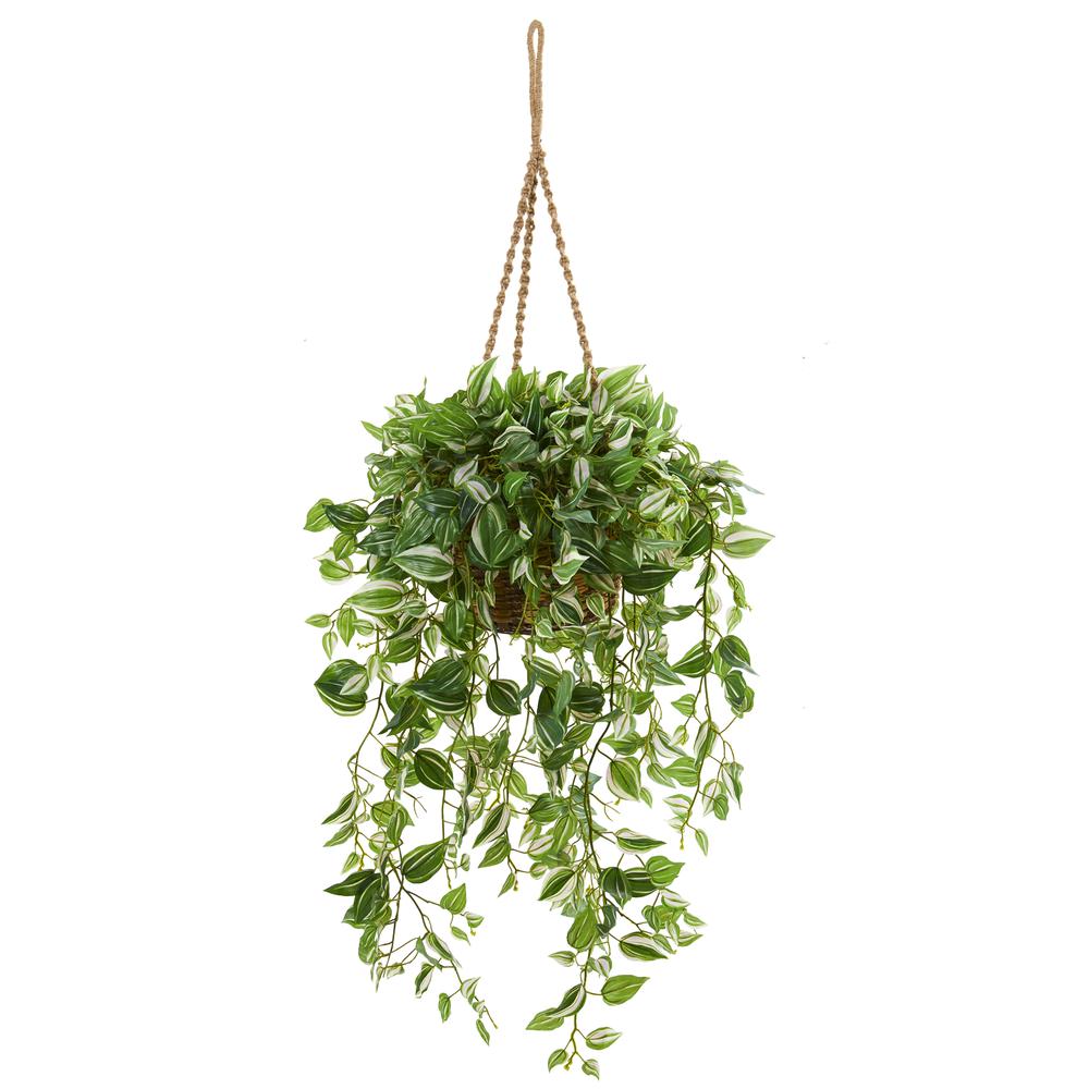 51in. Wandering Jew Artificial Plant in Hanging Basket (Real Touch). Picture 1