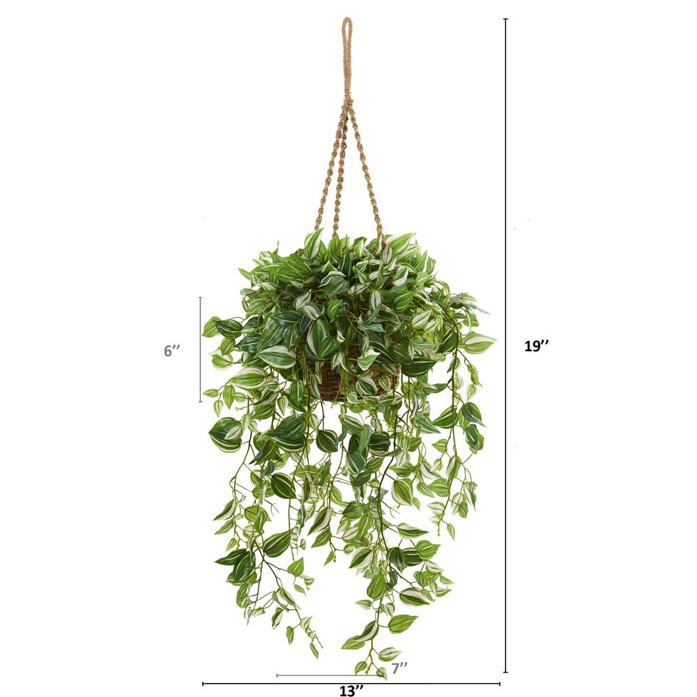51in. Wandering Jew Artificial Plant in Hanging Basket (Real Touch). Picture 2
