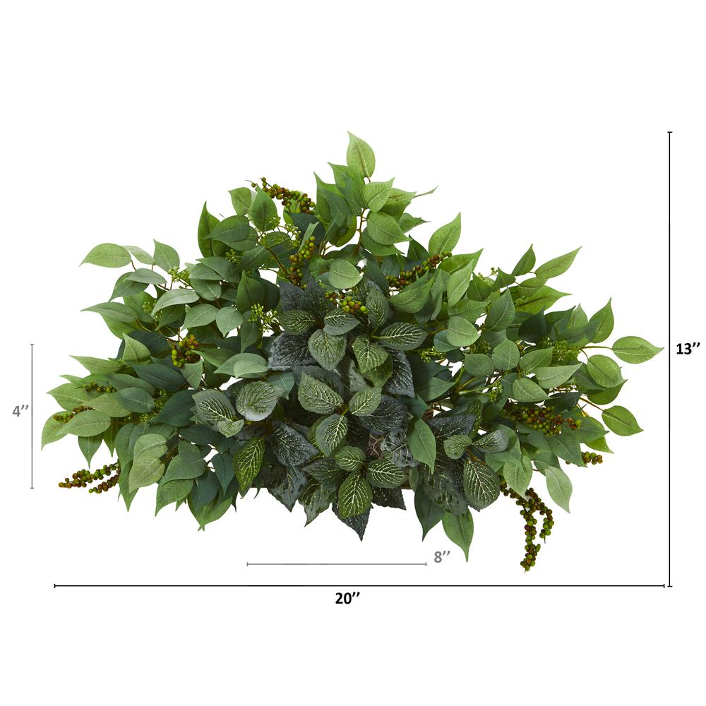 20in. Mixed Ficus and Fittonia Artificial Ledge Plant. Picture 2