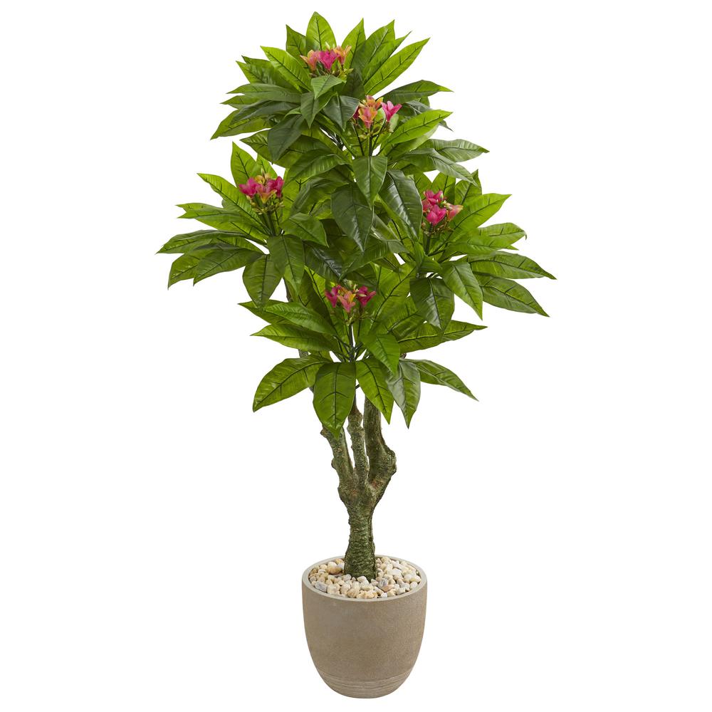 5ft. Plumeria Artificial Tree in Decorative Planter UV Resistant (Indoor/Outdoor). Picture 1