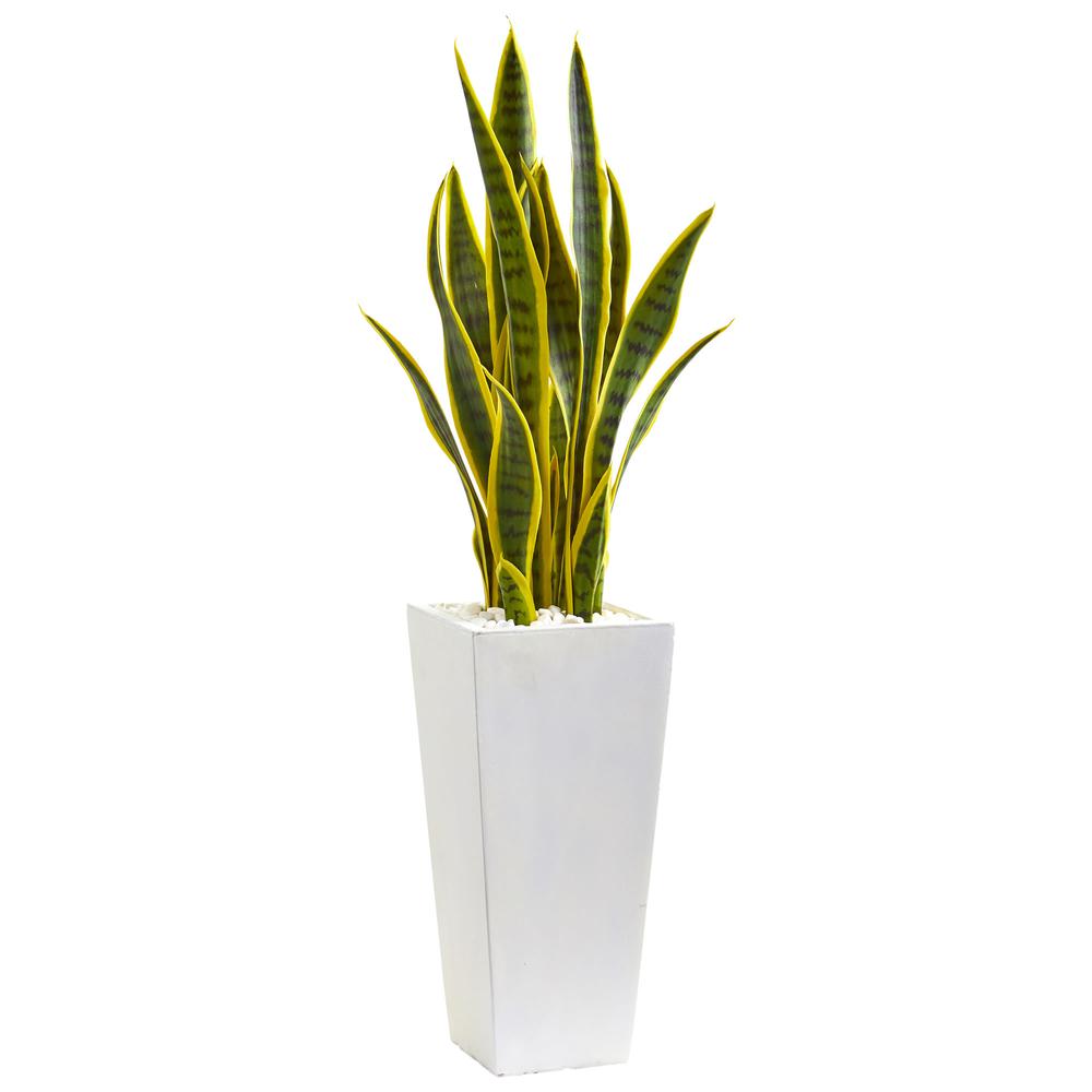 3ft. Sansevieria Artificial Plant in White Planter. Picture 1