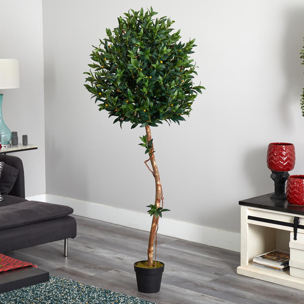 5.5ft. Olive Topiary Artificial Tree UV Resistant (Indoor/Outdoor). Picture 4
