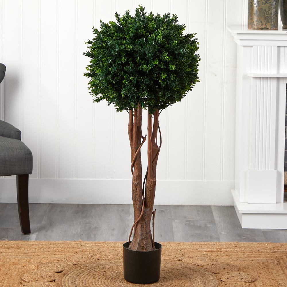 46in. Boxwood Artificial Topiary Tree UV Resistant (Indoor/Outdoor). Picture 3