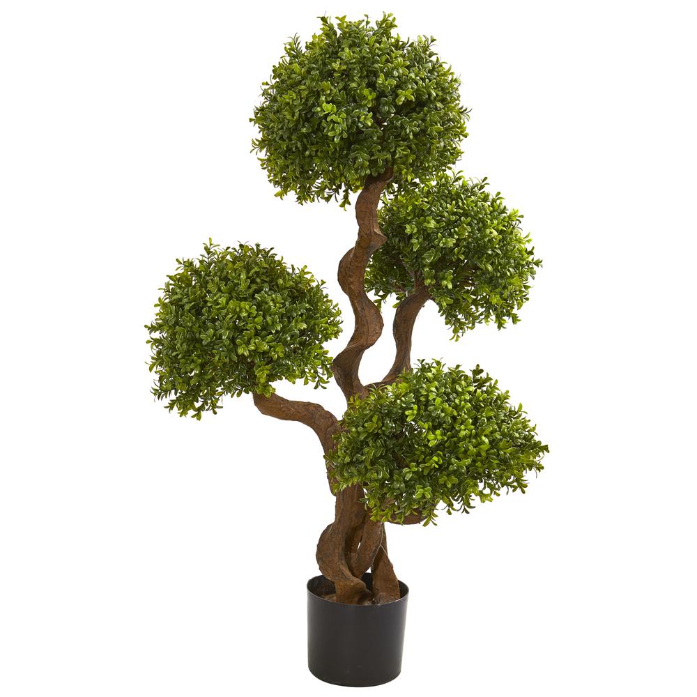 3.5ft. Four Ball Boxwood Artificial Topiary Tree. Picture 1