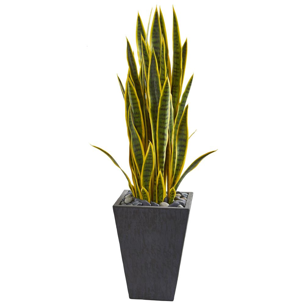 3.5ft. Sansevieria Artificial Plant in Slate Planter. Picture 1