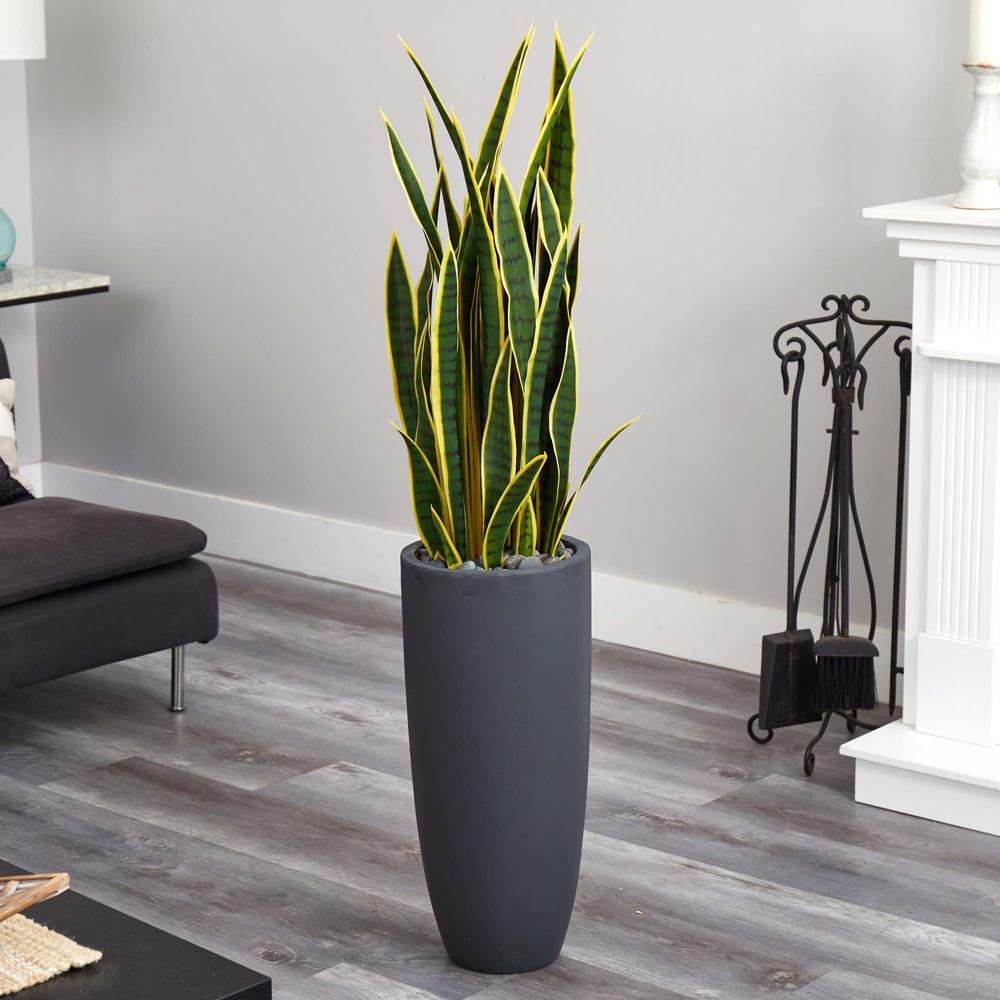 4.5ft. Sansevieria Artificial Plant in Gray Planter. Picture 2