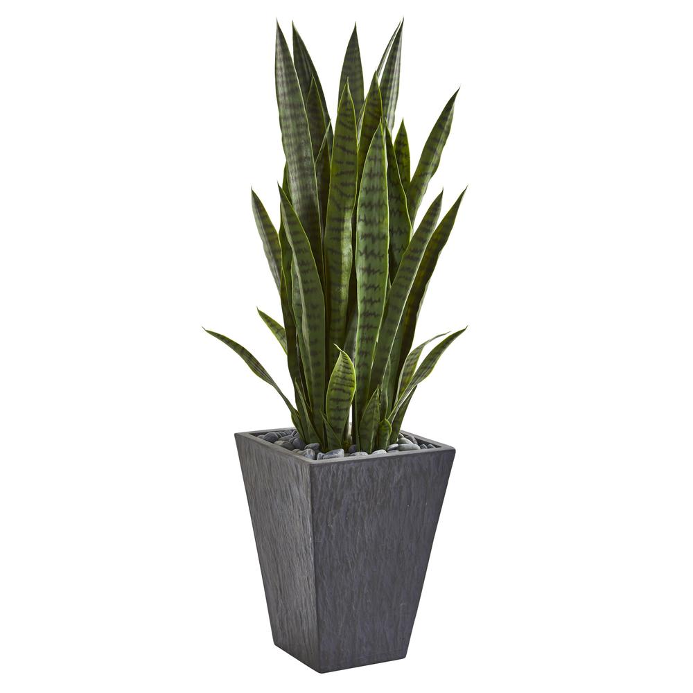 45in. Sansevieria Artificial Plant in Slate Planter. Picture 1