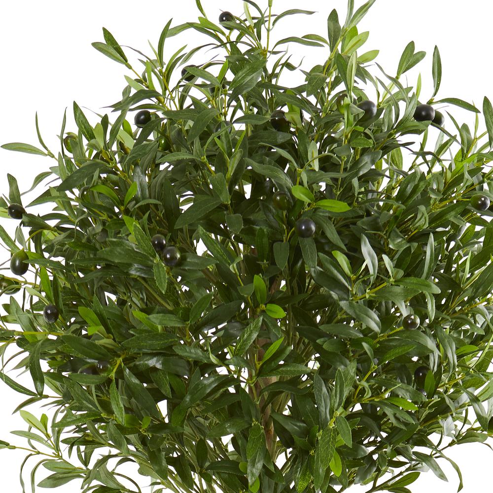 5ft. Olive Topiary Artificial Tree in White Planter. Picture 2