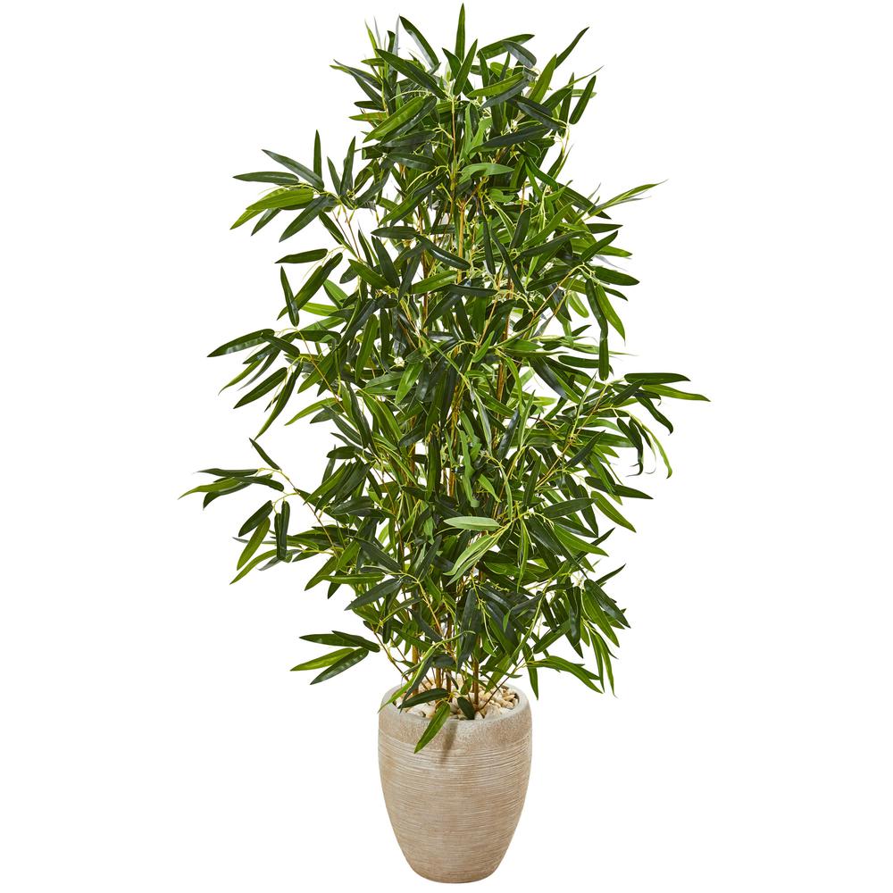 5ft. Bamboo Artificial Tree in Sand Colored Planter (Real Touch) UV Resistant (Indoor/Outdoor). Picture 1