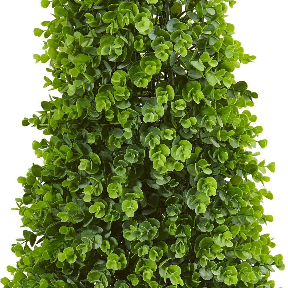 41in. Eucalyptus Cone Topiary Artificial Tree in Metal Planter (Indoor/Outdoor). Picture 3