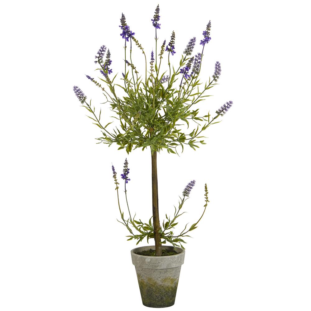 34in. Lavender Single Ball Topiary Artificial Tree. Picture 1