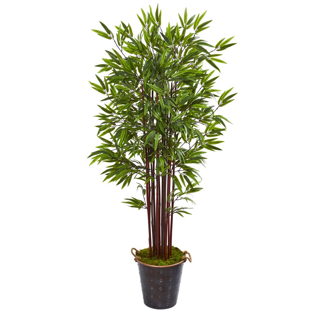 74in. Bamboo Artificial Tree in Metal Planter. Picture 1
