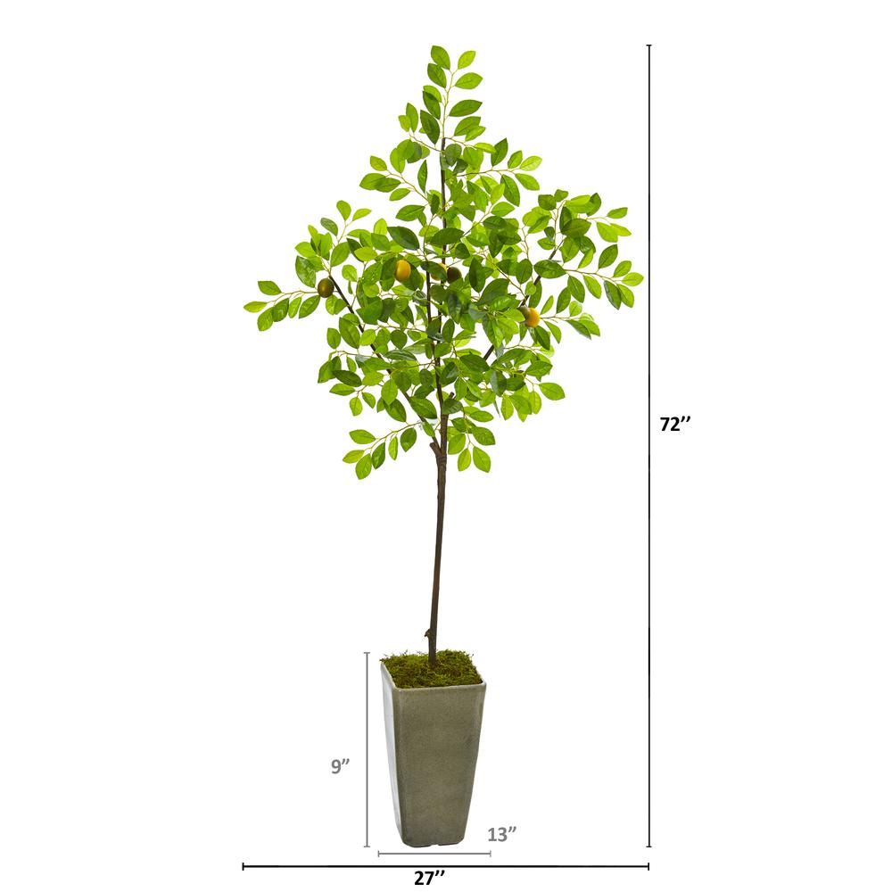 6ft. Lemon Artificial Tree in Olive Green Planter. Picture 2