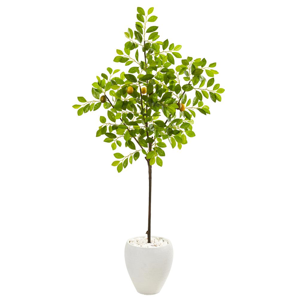 68in. Lemon Artificial Tree in White Planter. Picture 1