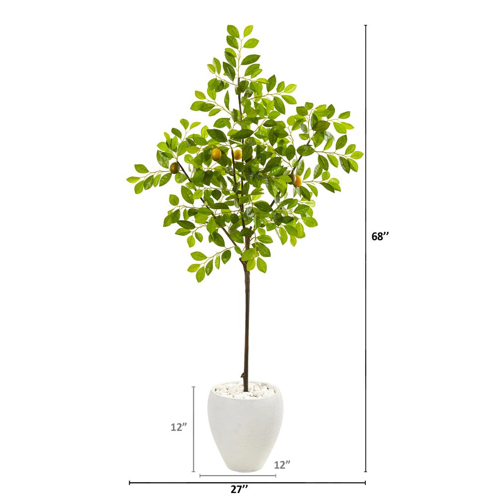 68in. Lemon Artificial Tree in White Planter. Picture 2