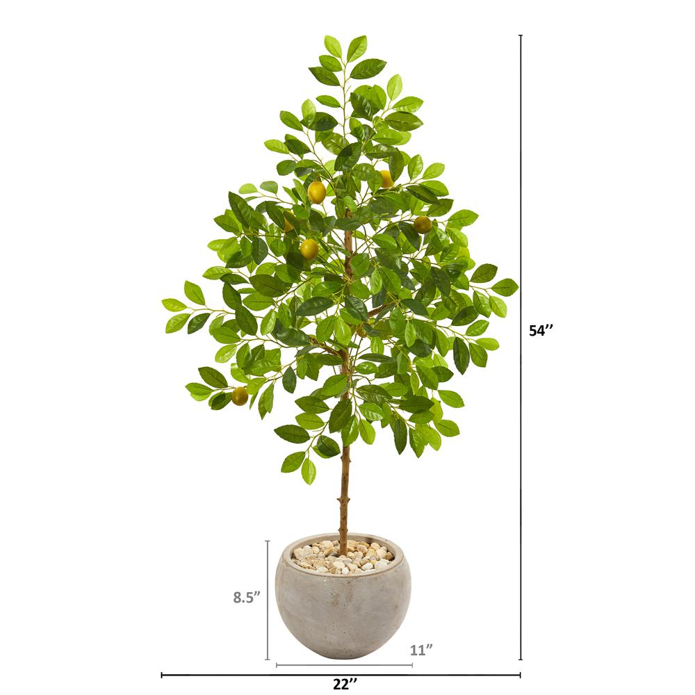 54in. Lemon Artificial Tree in Sand Colored Planter. Picture 2