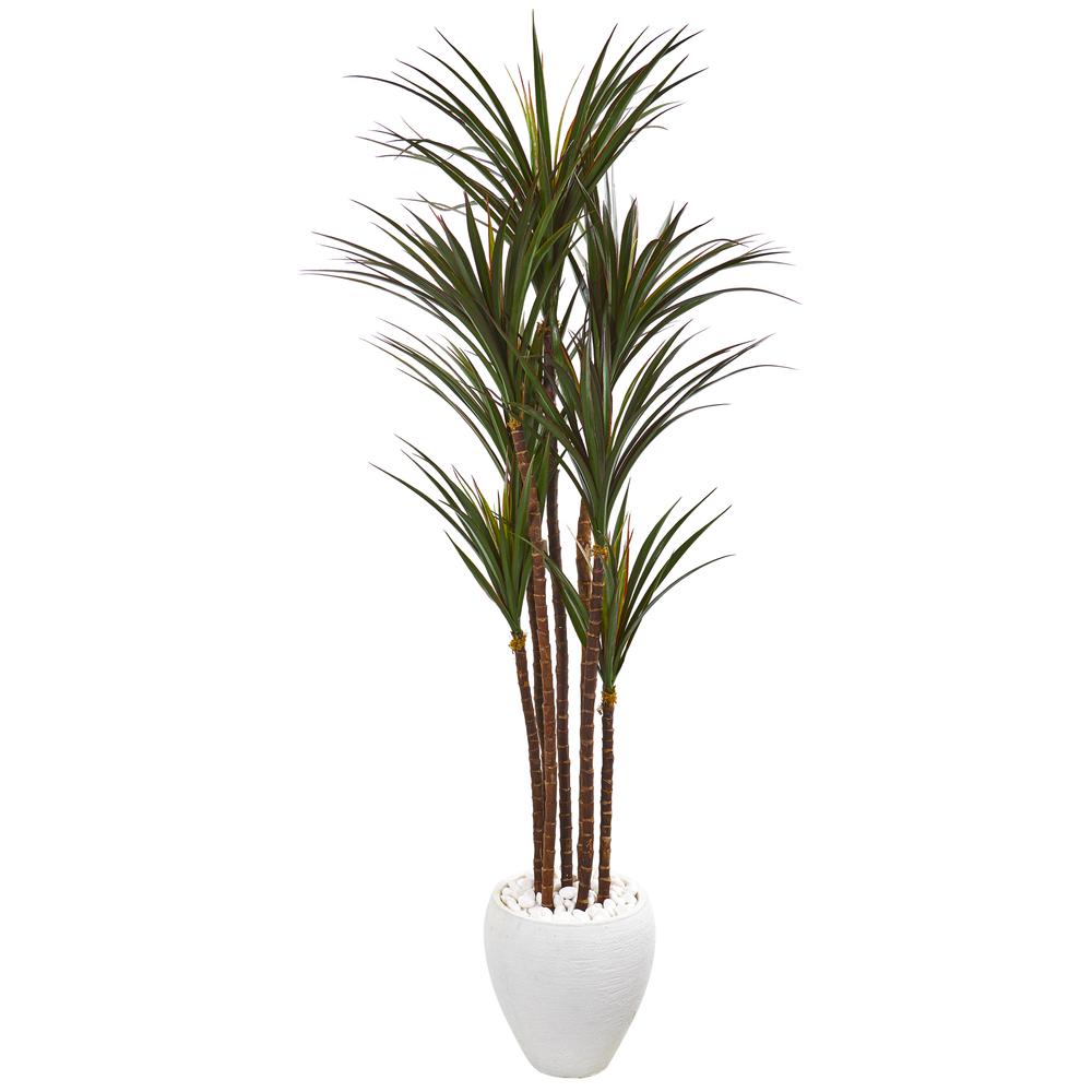 70in. Giant Yucca Artificial Tree in White Planter UV Resistant. Picture 1