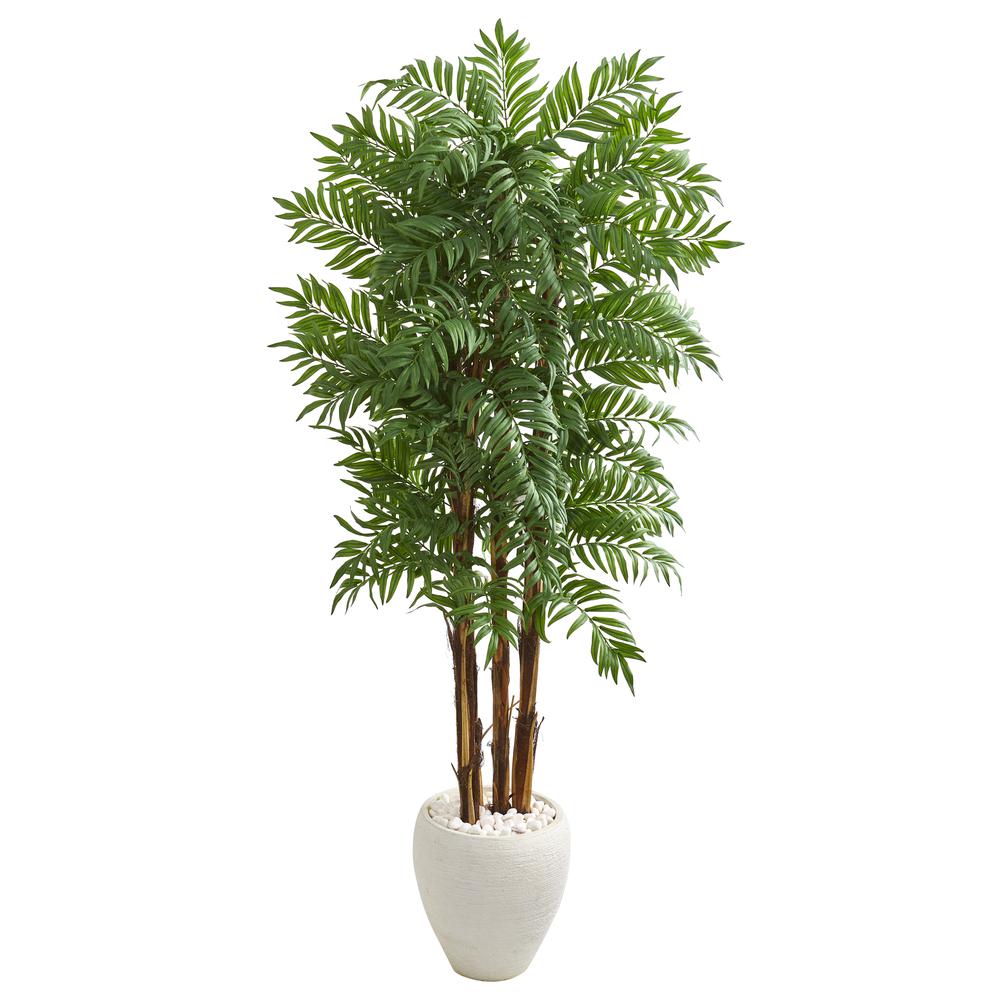 6ft. Parlour Artificial Palm Tree in White Planter. Picture 1