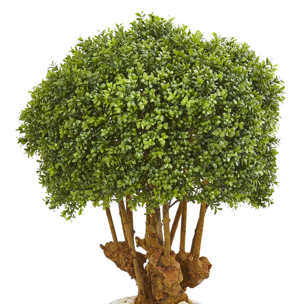 41in. Boxwood Artificial Topiary Tree in Sandstone Planter (Indoor/Outdoor). Picture 3