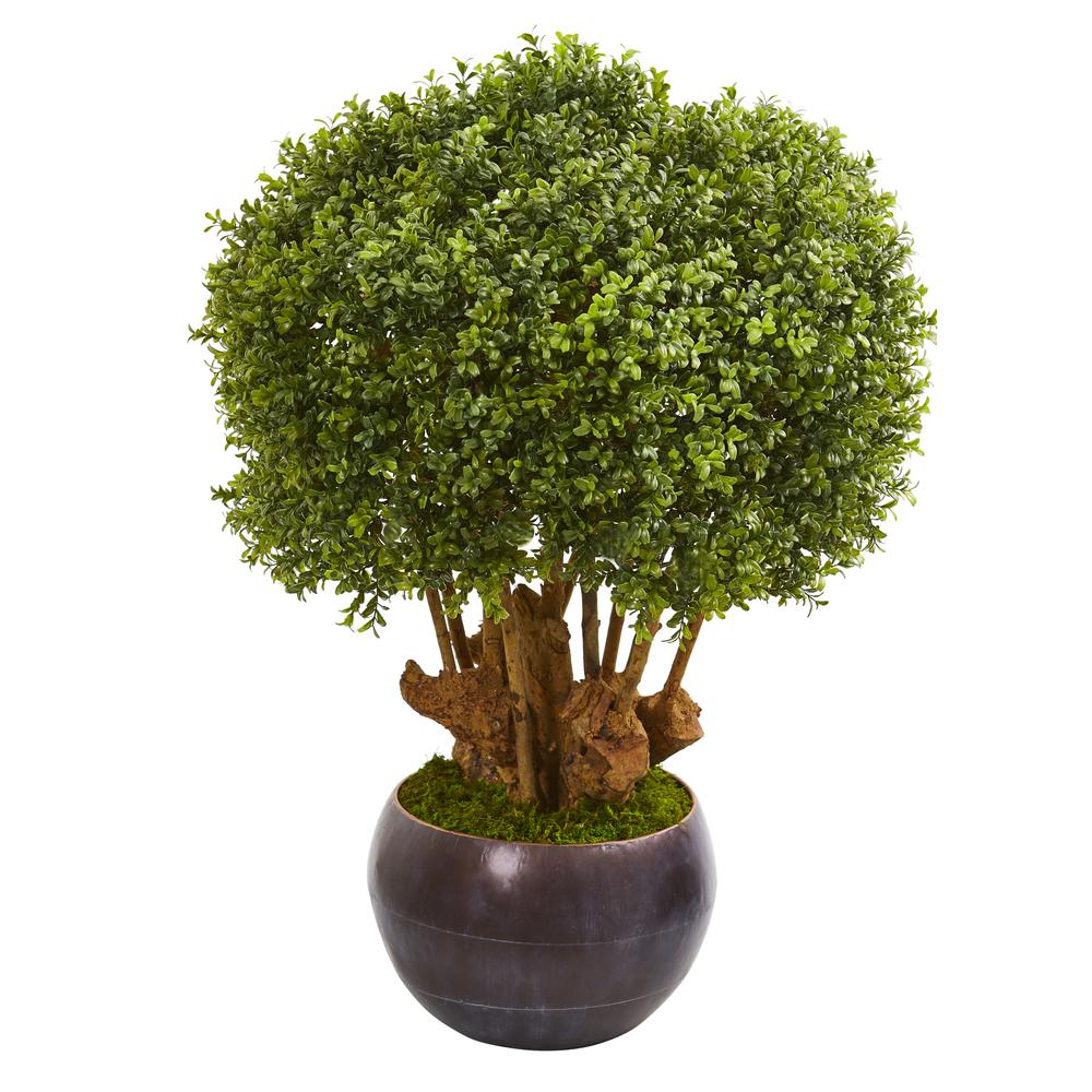 38in. Boxwood Artificial Topiary Tree in Decorative Bowl (Indoor/Outdoor). Picture 1