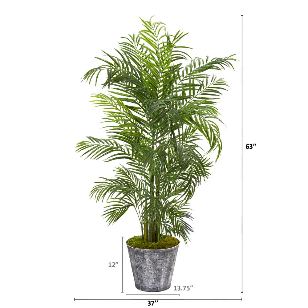 63in. Areca Palm Artificial Tree in Decorative Planter UV Resistant (Indoor/Outdoor). Picture 2