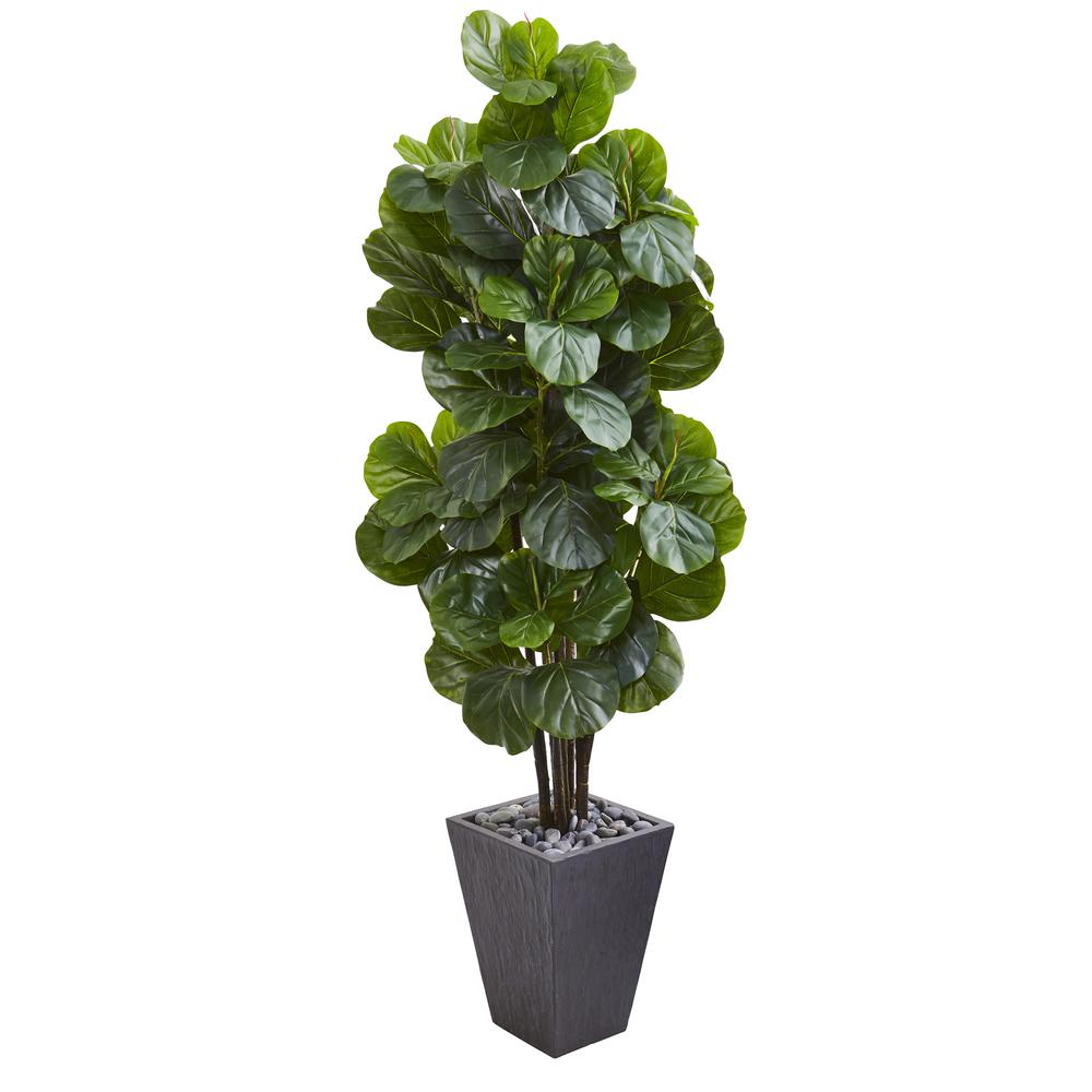 6ft. Fiddle Leaf Fig Artificial Tree in Slate Planter. Picture 1