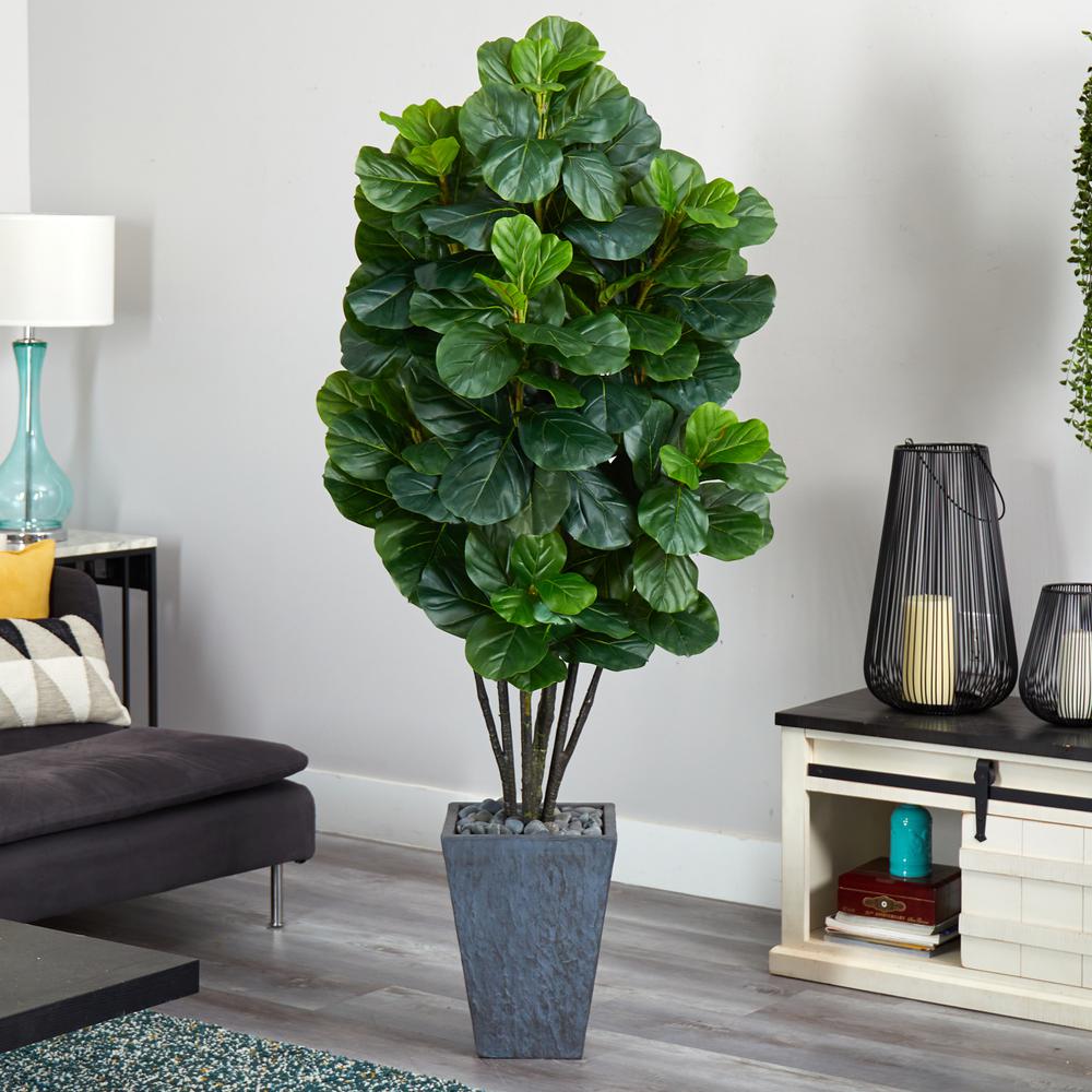 6ft. Fiddle Leaf Fig Artificial Tree in Slate Planter. Picture 2