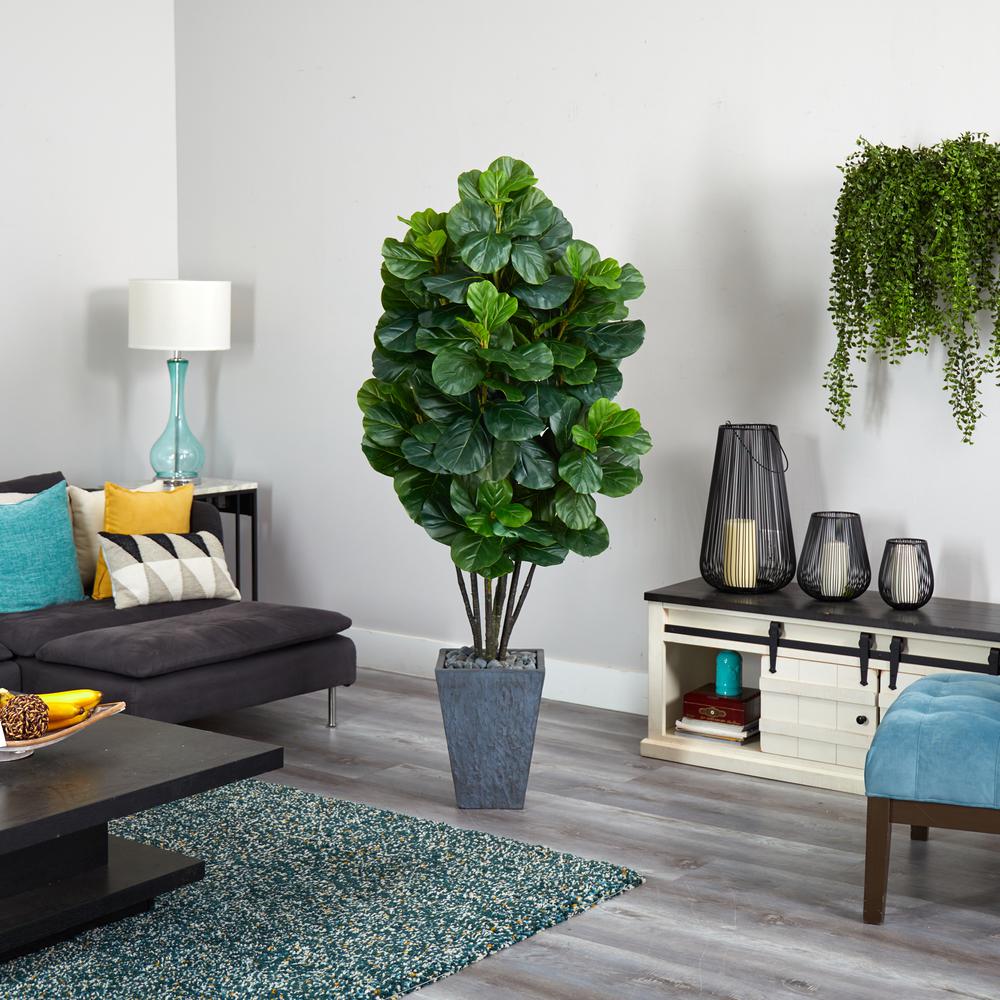 6ft. Fiddle Leaf Fig Artificial Tree in Slate Planter. Picture 3