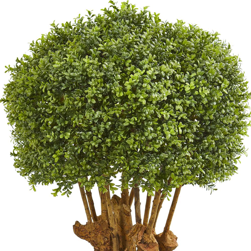 51in. Boxwood Artificial Topiary Tree in Cement Planter (Indoor/Outdoor). Picture 2