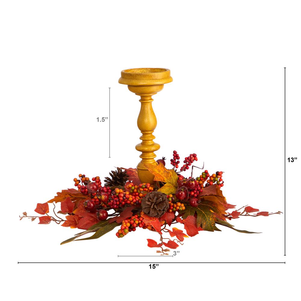 15in. Harvest Fall Artificial Candelabrum Arrangement. Picture 1