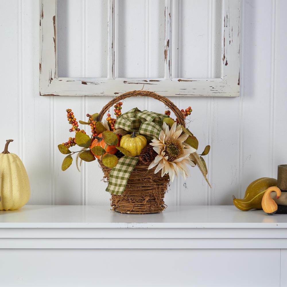 16in. Fall Pumpkin Gourds and Berries Artificial Autumn Arrangement. Picture 3