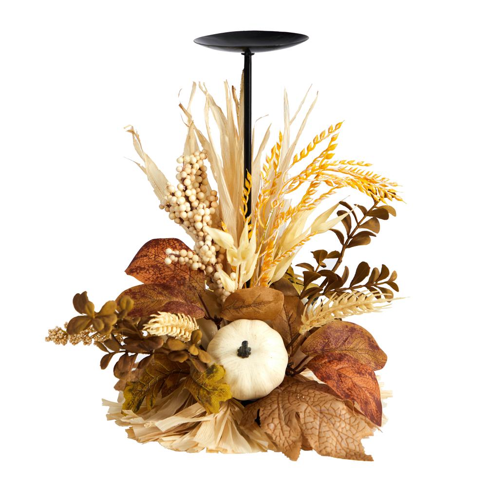 12in. Autumn Harvest and Pumpkin Fall Candle Holder. Picture 4