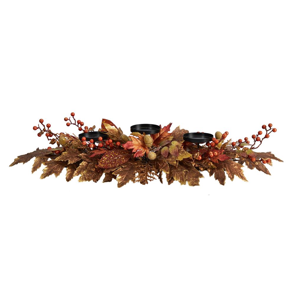 36in. Autumn Maple Leaves and Berries Fall Harvest Candelabrum Arrangement. Picture 1