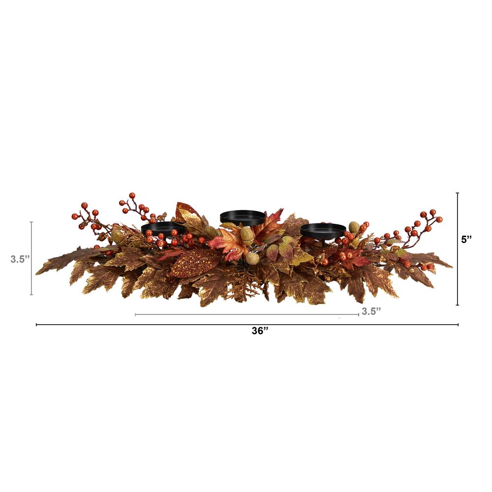 36in. Autumn Maple Leaves and Berries Fall Harvest Candelabrum Arrangement. Picture 2