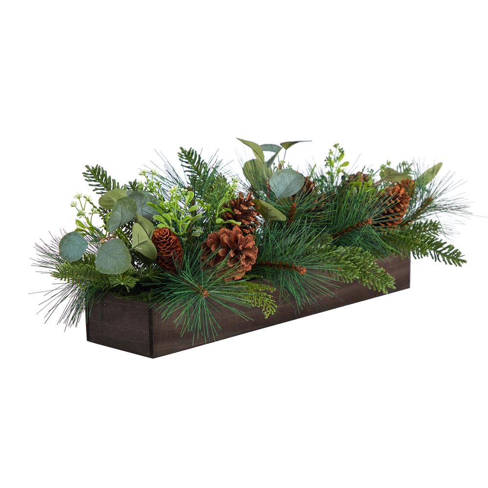 30in. Evergreen Pine and Pine Cone Artificial Christmas Centerpiece Arrangement. Picture 5