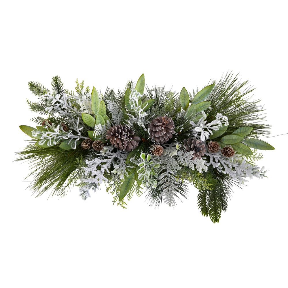 26in. Holiday Flocked Winter Christmas Artificial Arrangement Cutting Board Wall Décor or Table Arrangement. Picture 2