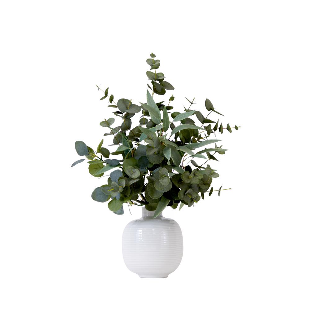 24in. Artificial Eucalyptus Leaves Arrangement with Ceramic Planter. Picture 1