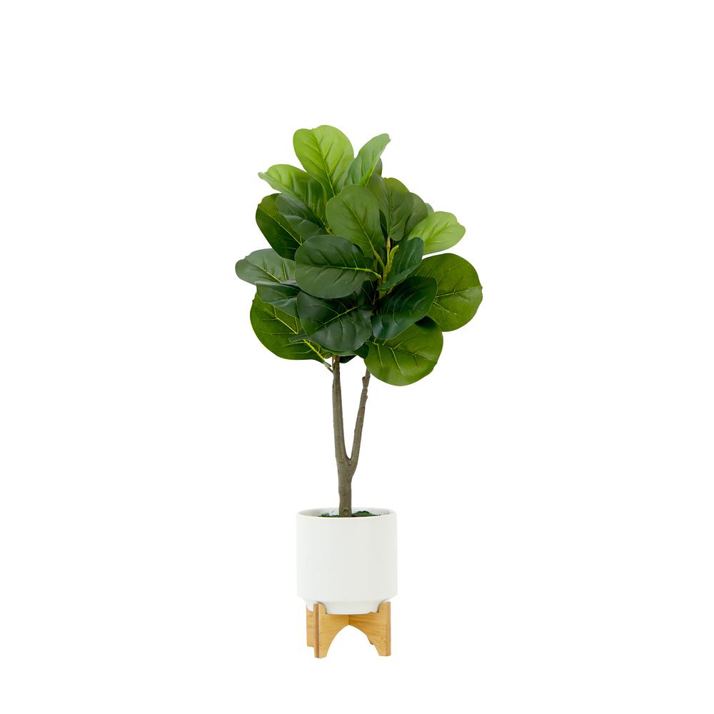 33in. Artificial Fiddle Fig with Stand Planter. Picture 1