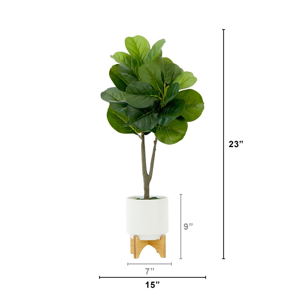 33in. Artificial Fiddle Fig with Stand Planter. Picture 2