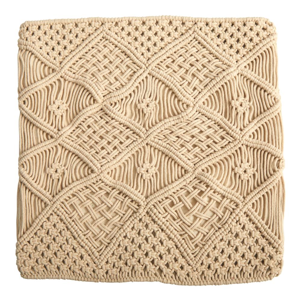 18in. Boho Cross Woven Macrame Decorative Pillow Cover. Picture 1