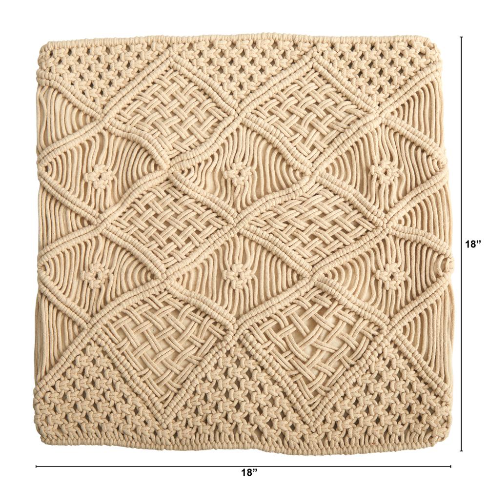 18in. Boho Cross Woven Macrame Decorative Pillow Cover. Picture 4