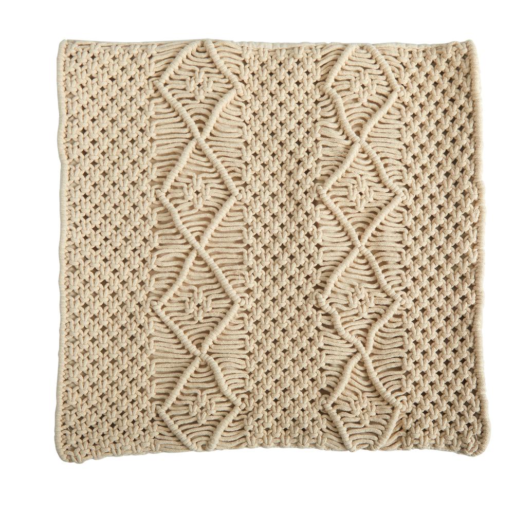 16in. Boho Woven Macrame Decorative Pillow Cover. Picture 1