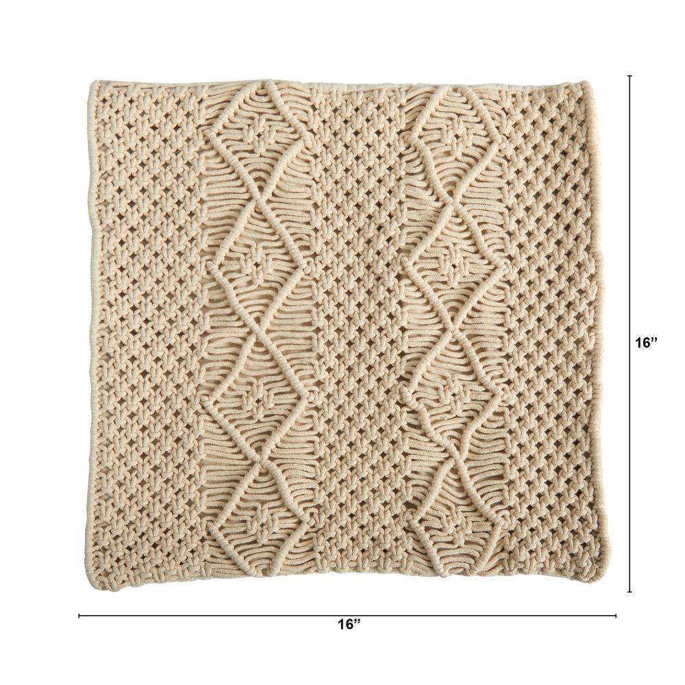 16in. Boho Woven Macrame Decorative Pillow Cover. Picture 2