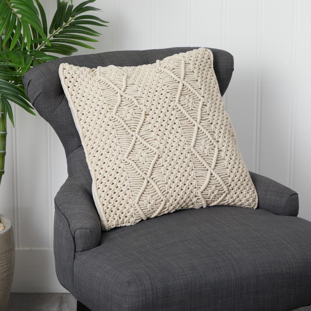 16in. Boho Woven Macrame Decorative Pillow Cover. Picture 5